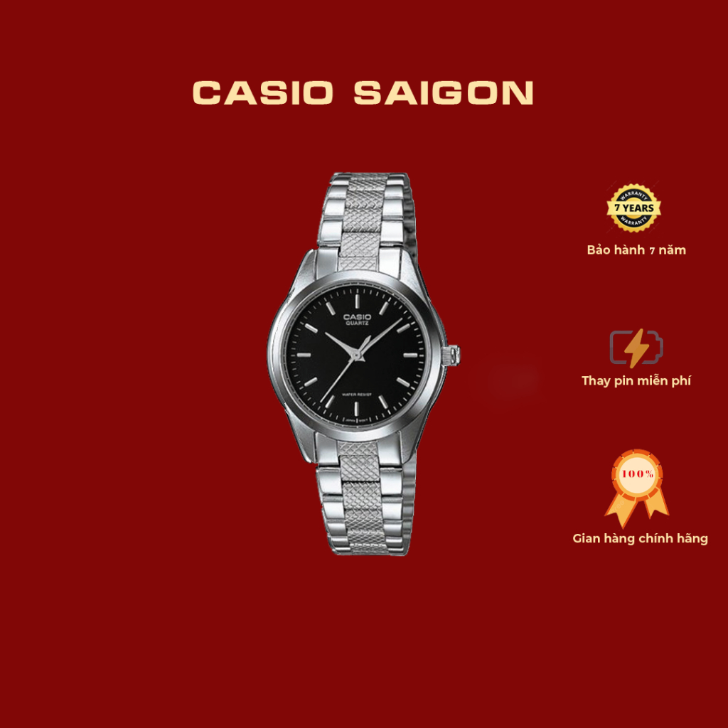(Chính Hãng) Đồng Hồ Nữ Casio LTP-1274D-1AV Size 26mm Mặt Đen - Bảo Hành 7 Năm