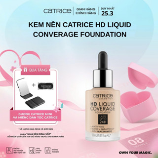 Kem nền Catrice HD Liquid Coverage Foundation che phủ tự nhiên tạo độ mịn màng cho da 30ml