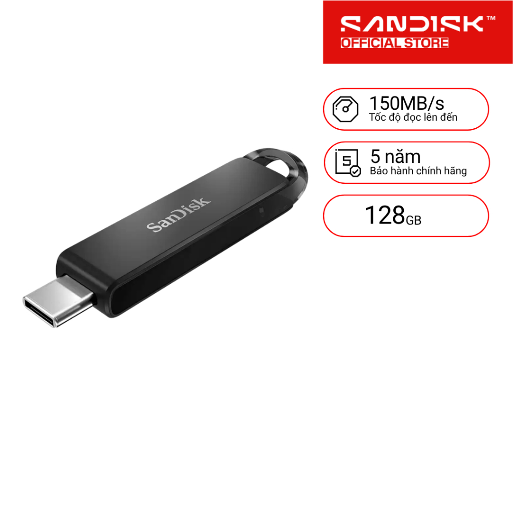 USB 3.1 Gen 1 Sandisk Flash Drive Type-C 128GB 150MB/s SDCZ460-128G-G46 - BH 5 năm