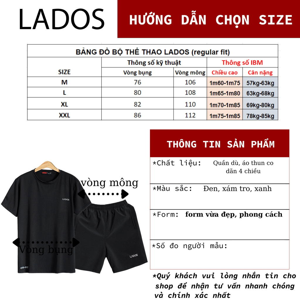 Bộ quần áo thể thao nam đẹp cao cấp LADOS-7175 thoáng mát, co giãn năng động, thời trang (Áo 9253 quần 4173) | BigBuy360 - bigbuy360.vn