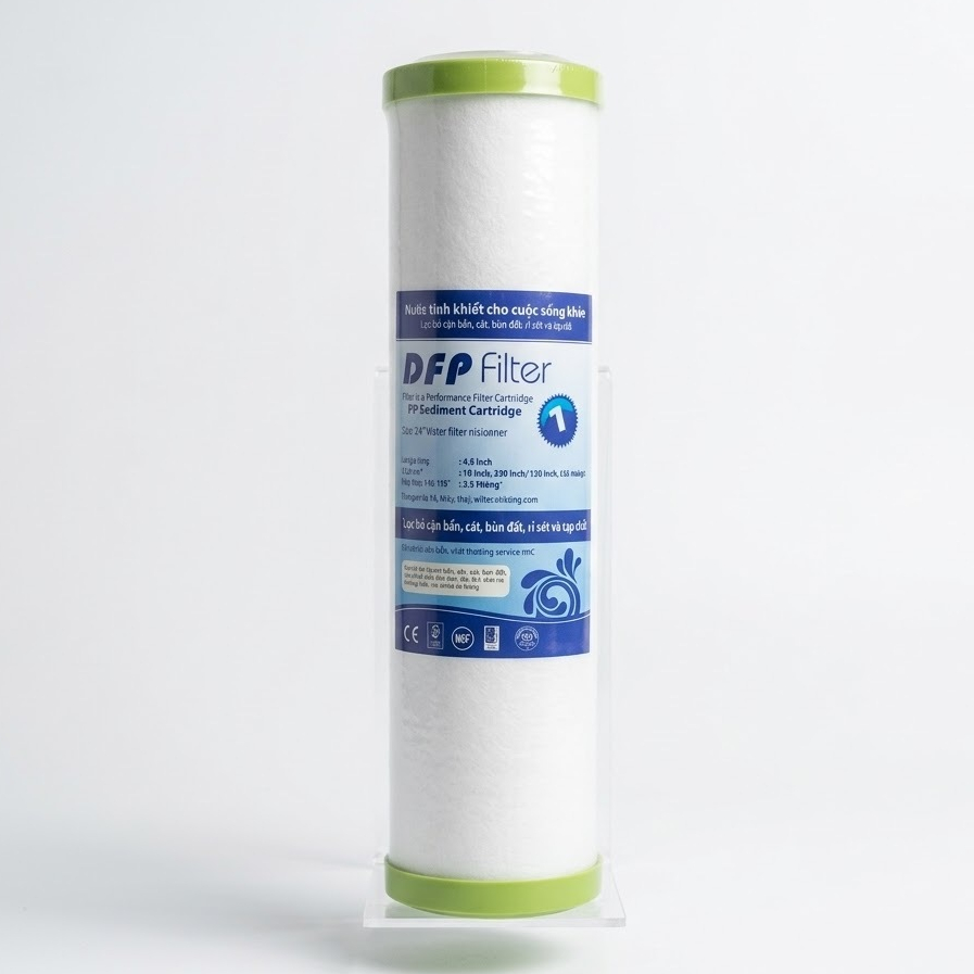 Lõi Lọc Nước Số 1 Đầu Bịt 10 Inch, 5 Micron Đầu Bịt Giúp Lọc Cặn Bẩn, Bùn Đất Cho Máy RO