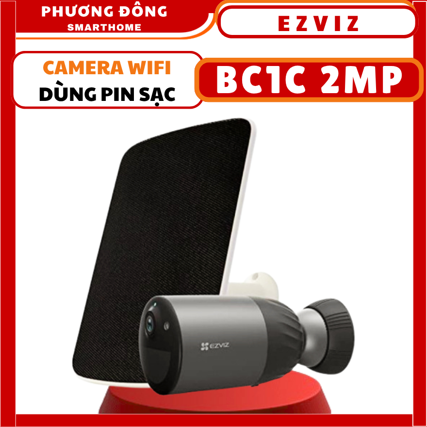 CAMERA WIFI NGOÀI TRỜI EZVIZ BC1C 2MP PIN SẠC (7800 mAh) - Tích Hợp Bộ Nhớ Trong 32GB, Màu Ban Đêm, 