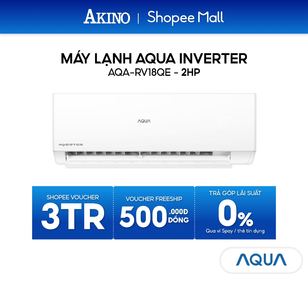 AQA-RV18QE I Máy Lạnh Aqua Inverter Tiết Kiệm Điện 18.000BTU/2.0HP/2Ngựa Model 2024