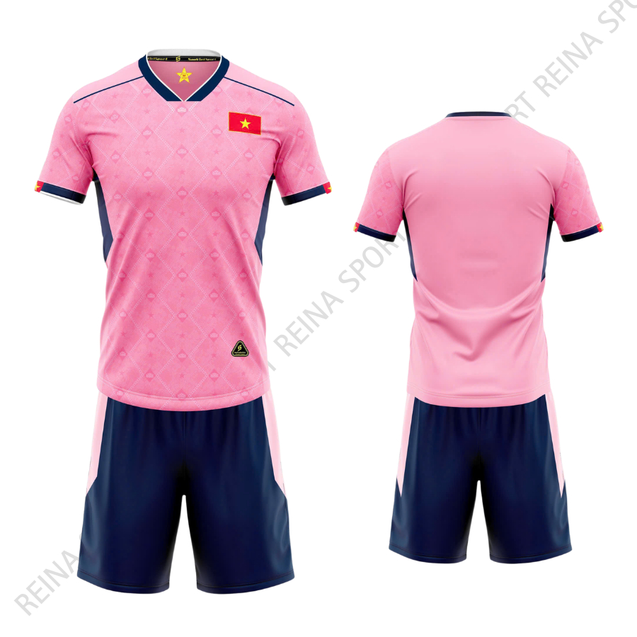Quần Áo Bóng Đá tuyển Việt Nam hồng - Vải mè SV- In Tên Số Theo Yêu Cầu REINA SPORT