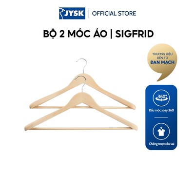 Bộ 2 móc áo | JYSK SIGFRID | gỗ tự nhiên | R45xC24cm