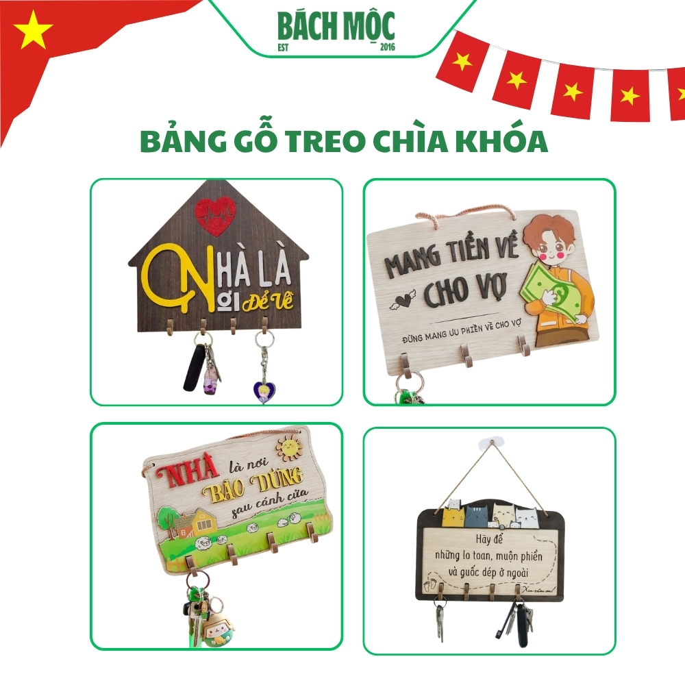 "Bảng Gỗ Treo Móc Khóa Trang Trí Tường - Decor Gỗ Đẹp Giúp Treo Chìa Khóa"