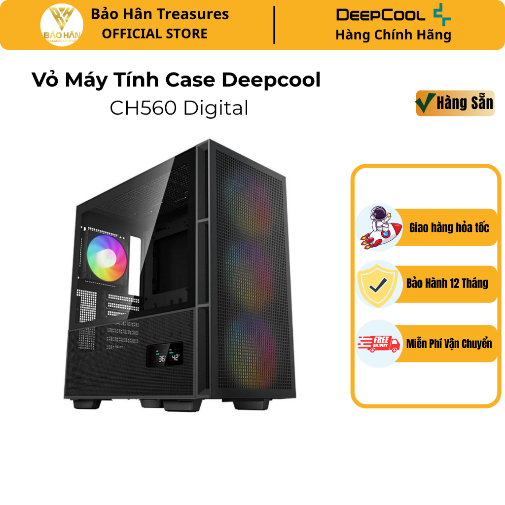 Vỏ Case Deepcool CH560 Digital/ CH560 Digital WH (EATX/Mid Tower) Black/ White - Hàng Chính Hãng