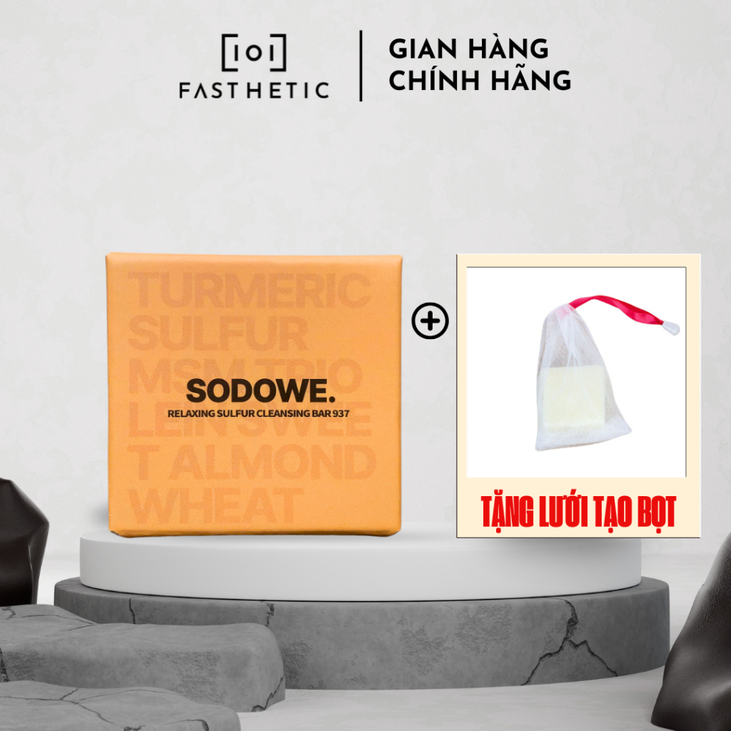 Xà Phòng Rửa Mặt SODOWE RELAXING SULFUR SOAP 45G-Xà phòng lưu huỳnh Sodowe dành cho các loại da mụn