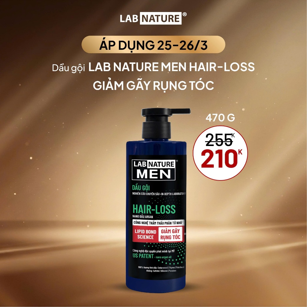 Dầu Gội LAB NATURE Men Hair-loss - Công Nghệ Nano Giảm Rụng Tóc 10 Lần - 470g
