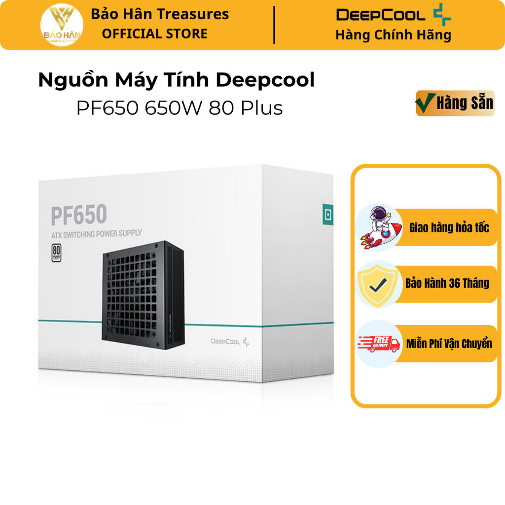 Nguồn máy tính Deepcool PF650 80 Plus (650W)/ PF550 80 Plus(550W) / PF450 80 Plus(450W)  - Chính Hãn