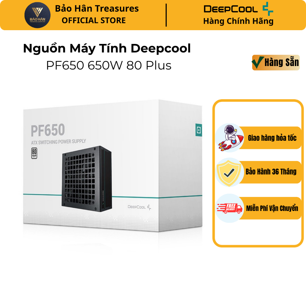Nguồn máy tính Deepcool PF650 80 Plus (650W)/ PF550 80 Plus(550W) / PF450 80 Plus(450W)  - Hàng Chín