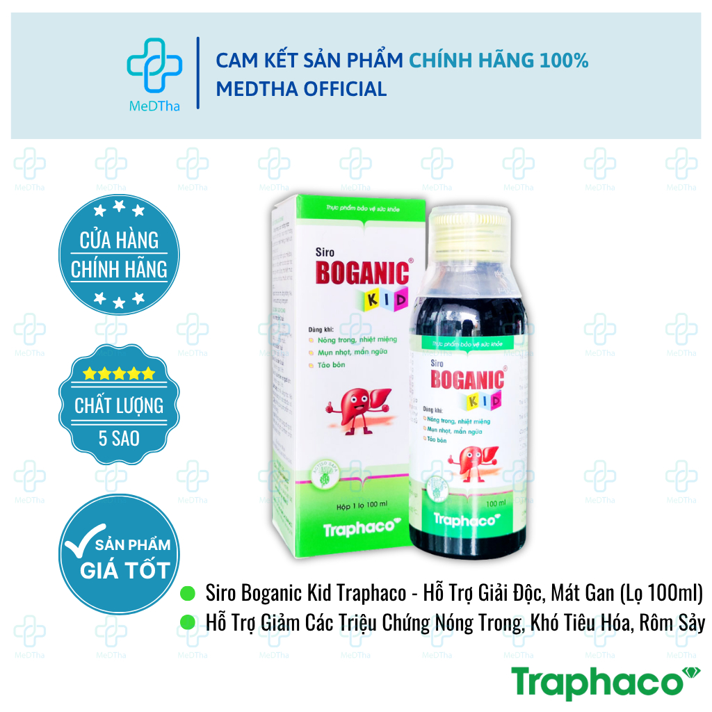 Siro Boganic Kid Traphaco - Hỗ Trợ Mát Gan Giải Độc Gan Cho Bé, Giảm Nóng Trong (Lọ 100ml)