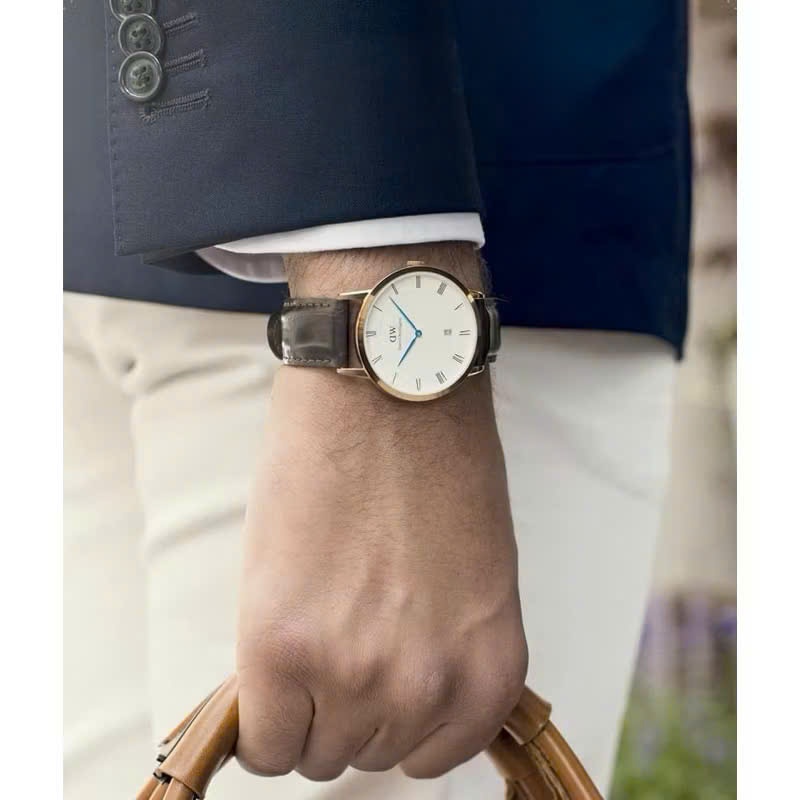 Đồng Hồ Đeo Tay DW Size Nam 38mm, Nữ 34mm - Dây Da Mặt Tròn Classic Size Nam 3 Kim Máy Pin Cara watc
