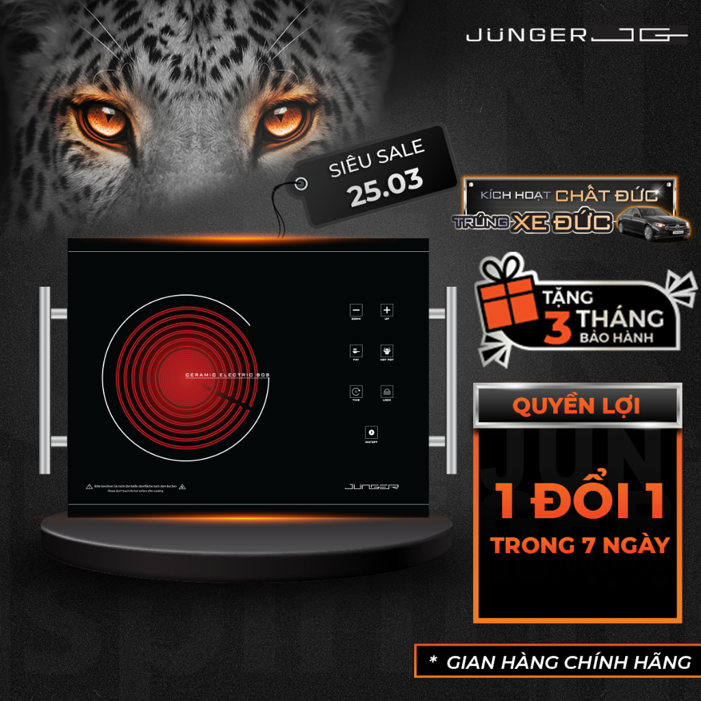 [TOP BÁN CHẠY] Bếp Đơn Hồng Ngoại Junger JG ASC-86 2200W,Nóng Sau 3s, Cân Mọi Loại Nồi, Bảo Hành 24 Tháng