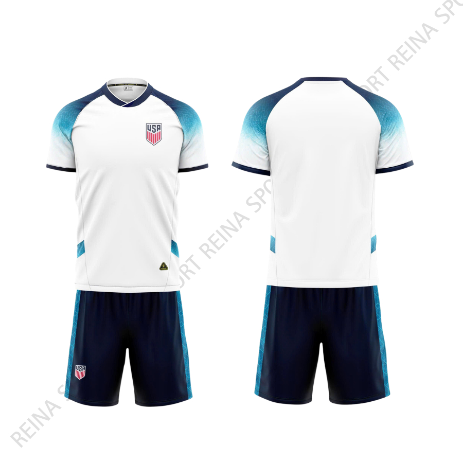 Quần Áo Bóng Đá tuyển Mỹ trắng - Vải mè SV- In Tên Số Theo Yêu Cầu REINA SPORT