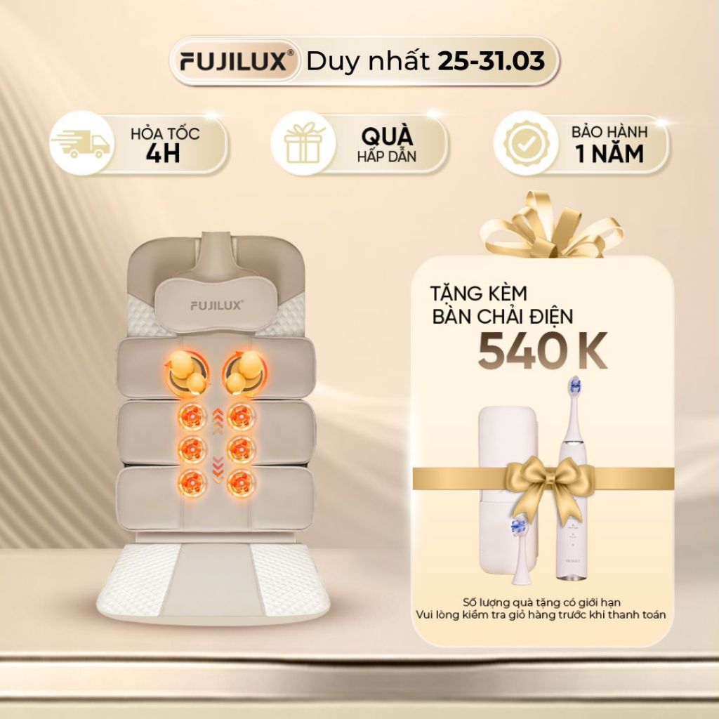 Đệm massage Fujilux FJ-D88 – Giảm đau & thư giãn toàn thân tiết kiệm diện tích thay thế ghế massage