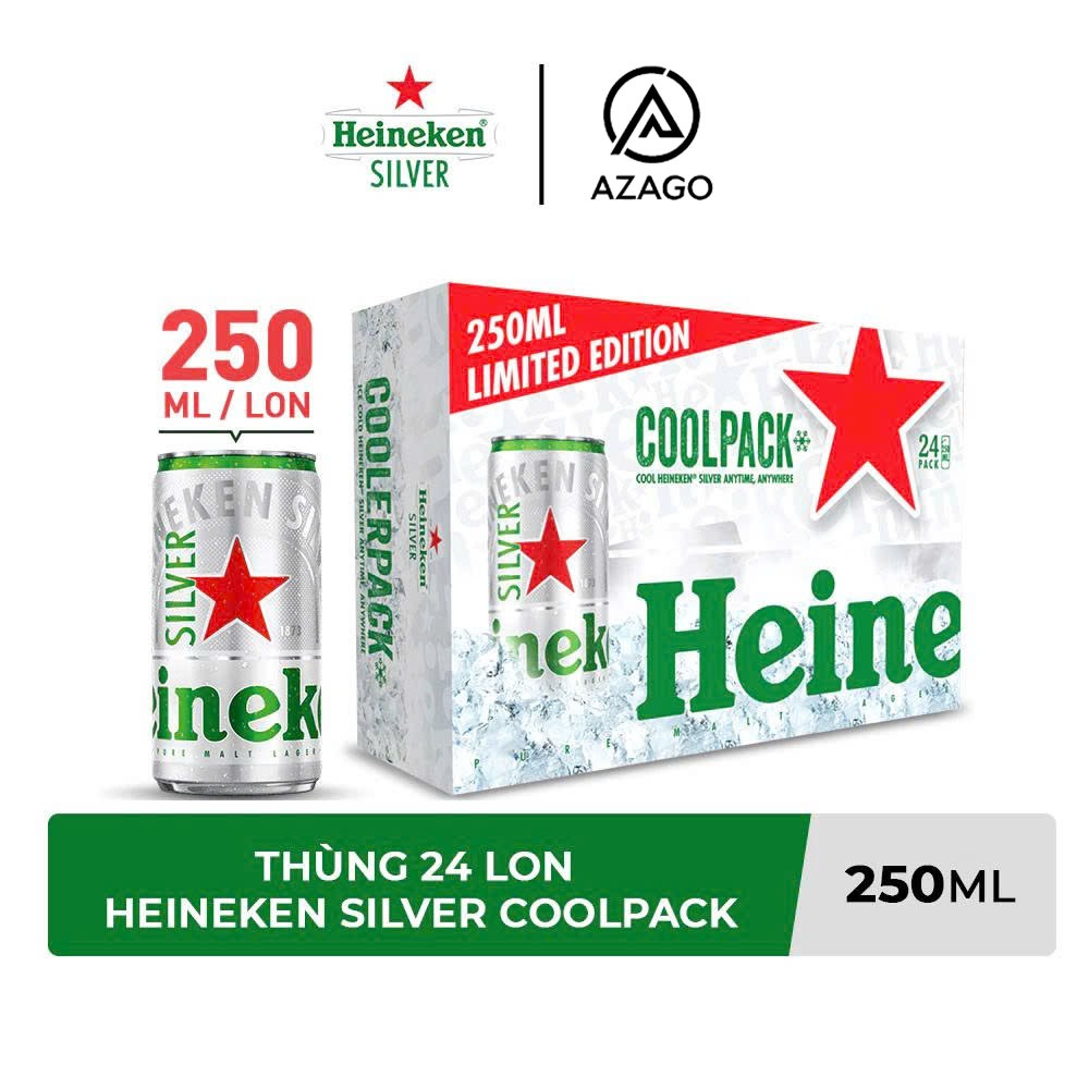 Thùng 24 lon Bia Heineken Silver 250ml - AZAGO