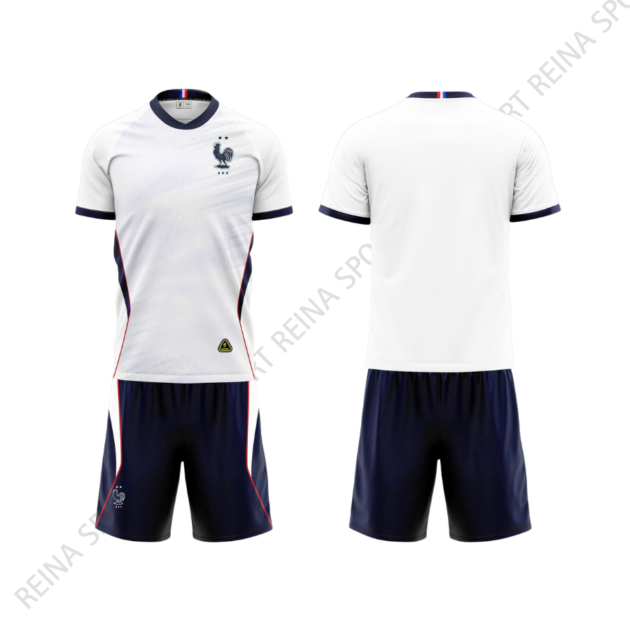 Quần Áo Bóng Đá tuyển Pháp trắng - Vải mè SV- In Tên Số Theo Yêu Cầu REINA SPORT