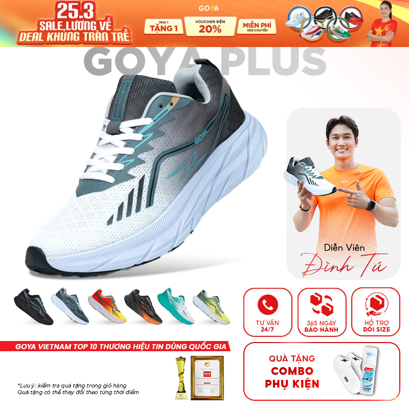 [Deal Học Sinh] Giày thể thao chạy bộ nam nữ Goya Plus năm 2026 - Siêu nhẹ, Vải dệt 3 lớp thoáng khí