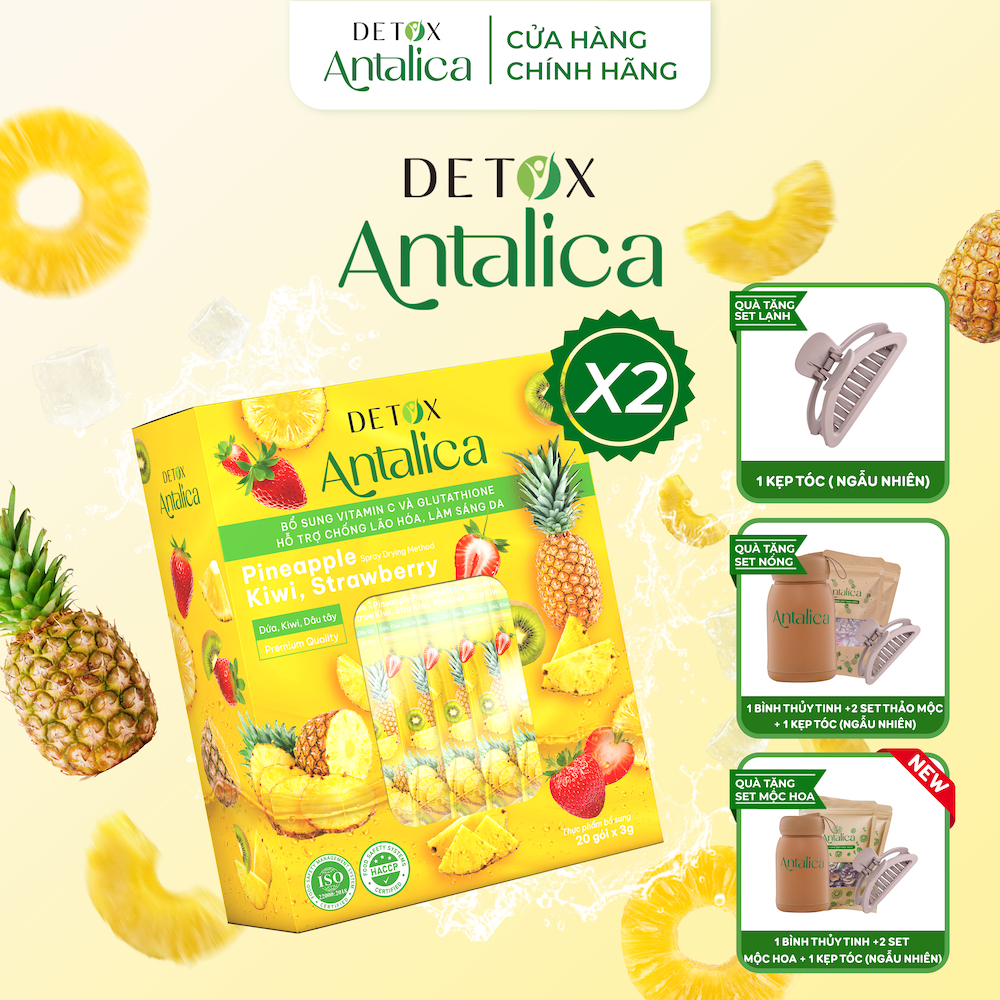 [Combo 2 hộp] Detox Dứa Thơm Antalica Bổ Sung Glutathione Và VitaminC, Thơm Ngon, Hộp 20 Gói