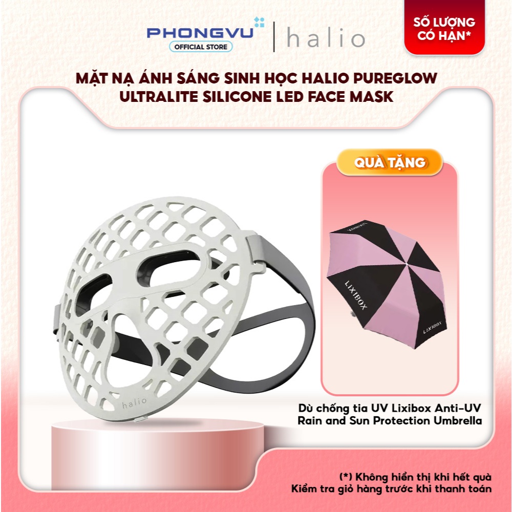 Mặt Nạ Ánh Sáng Sinh Học Halio PureGlow Ultralite Silicone LED Face Mask - Tái Tạo Collagen, Trẻ Hóa