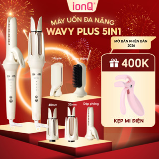 [ĐỘC QUYỀN LIVE] Máy uốn tóc làm xoăn tự động 5in1 ionQ Wavy Plus 2 đầu uốn 40mm, 32mm, 1 dập phồng, 1 hippie và 1 lược