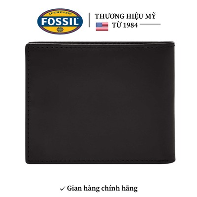 Ví da nam Fossil ML3681001 Derrick màu đen da thật, 11.4cm x 1.3cm x 8.9cm,