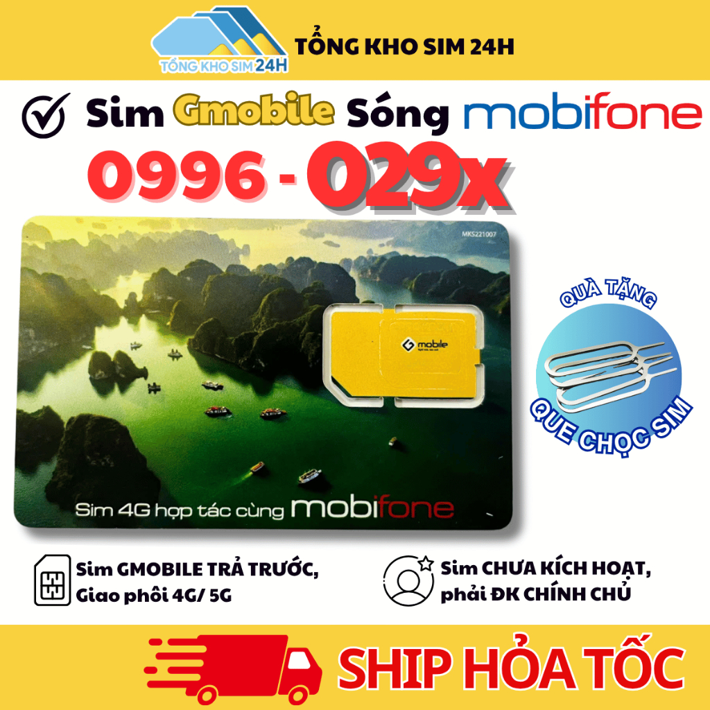 Gmobile Sim Số Đẹp Sóng Mobifone Free Nghe gọi 0996 Theo series 029 + Data 1Gb/Ngày [ĐKCC tại nhà]