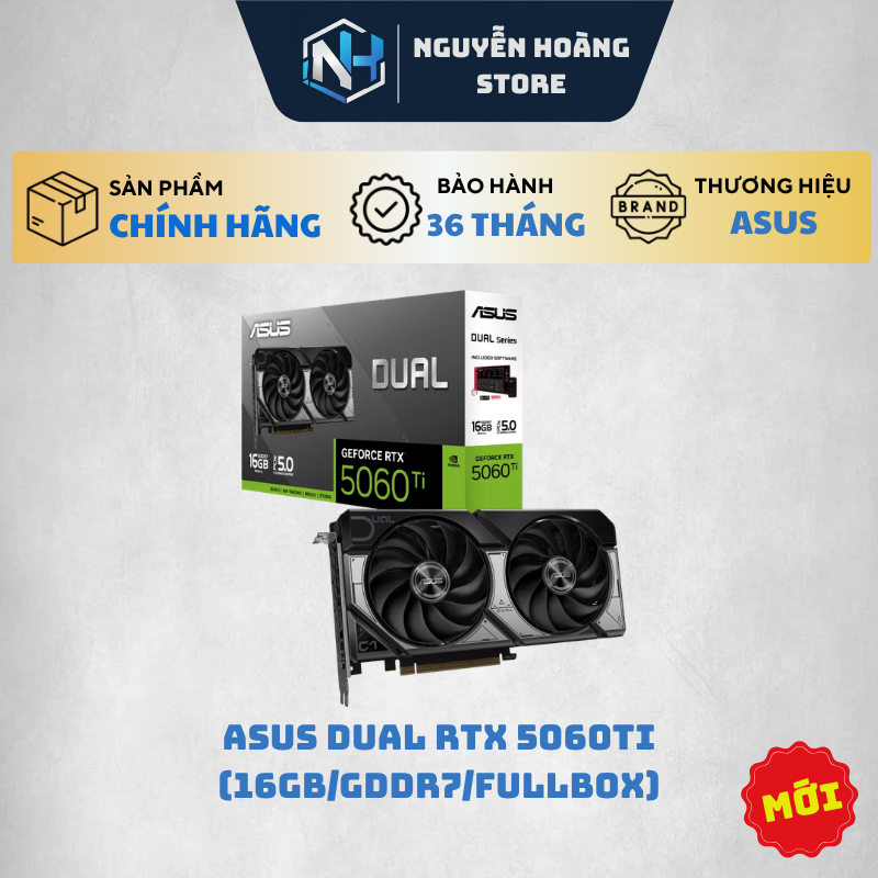 VGA card màn hình ASUS RTX 5060ti Dual 16GB Cũ