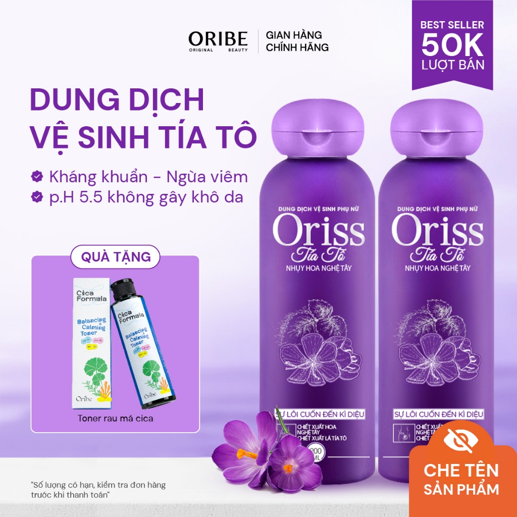 Dung dịch vệ sinh phụ nữ Oriss tía tô làm sạch dịu nhẹ ngăn mùi ngừa vấn đề phụ khoa 200ml