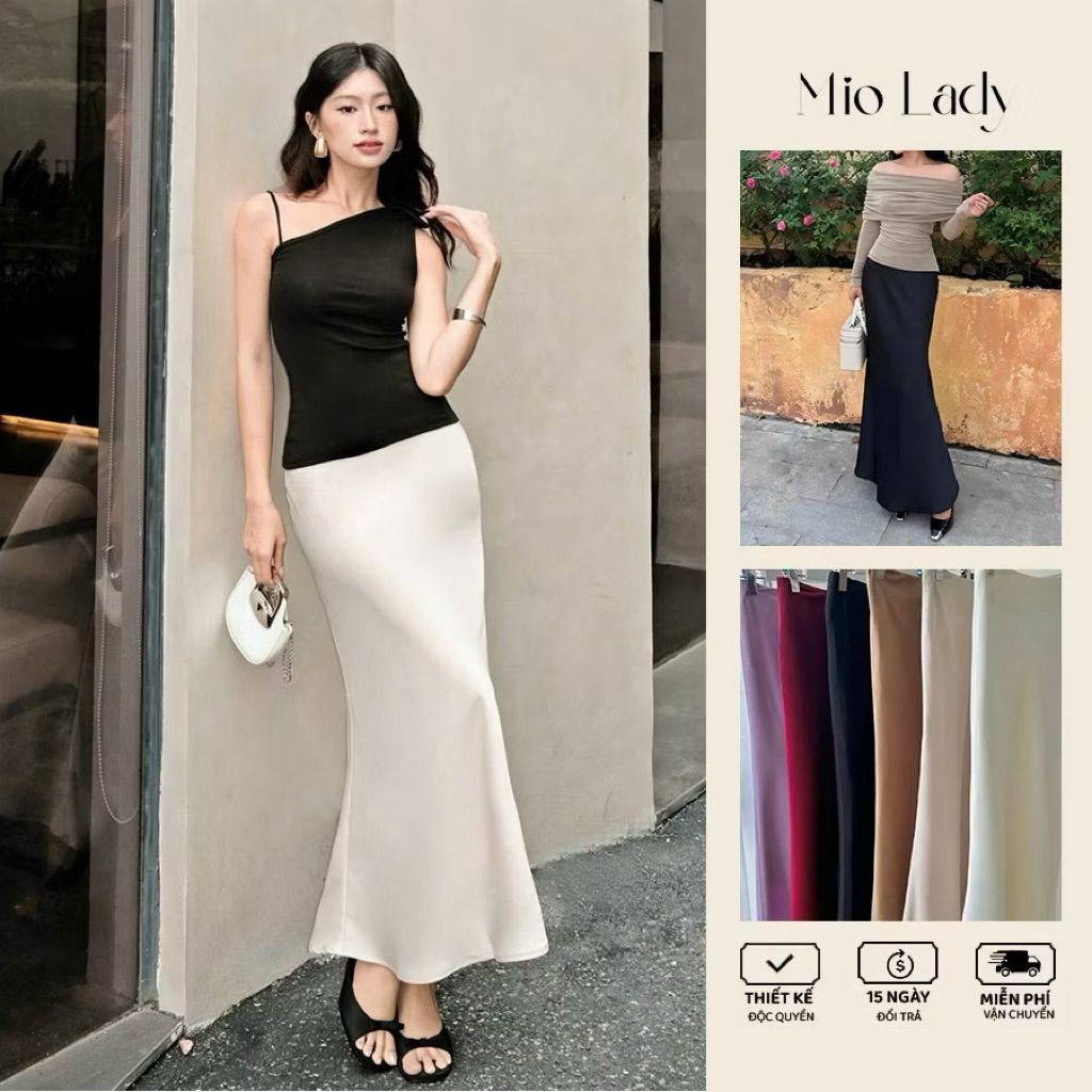 pass chân váy lụa của mio lady sz XS newtag
