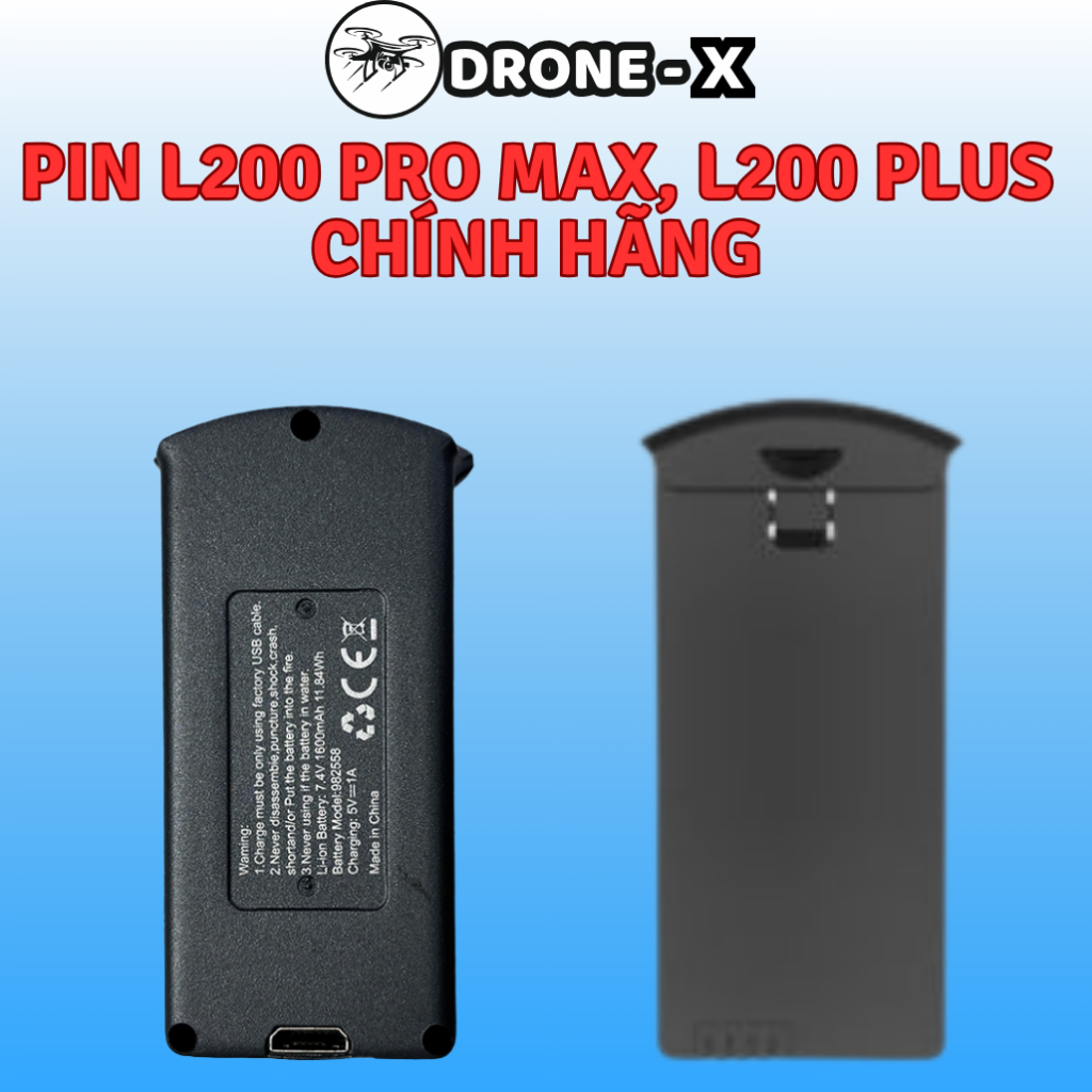 Pin Flycam L200 Pro Max, L200 Plus Chính Hãng, Dung Lượng Chuẩn, Bảo Hành 12 Tháng, Lỗi 1 Đổi 1