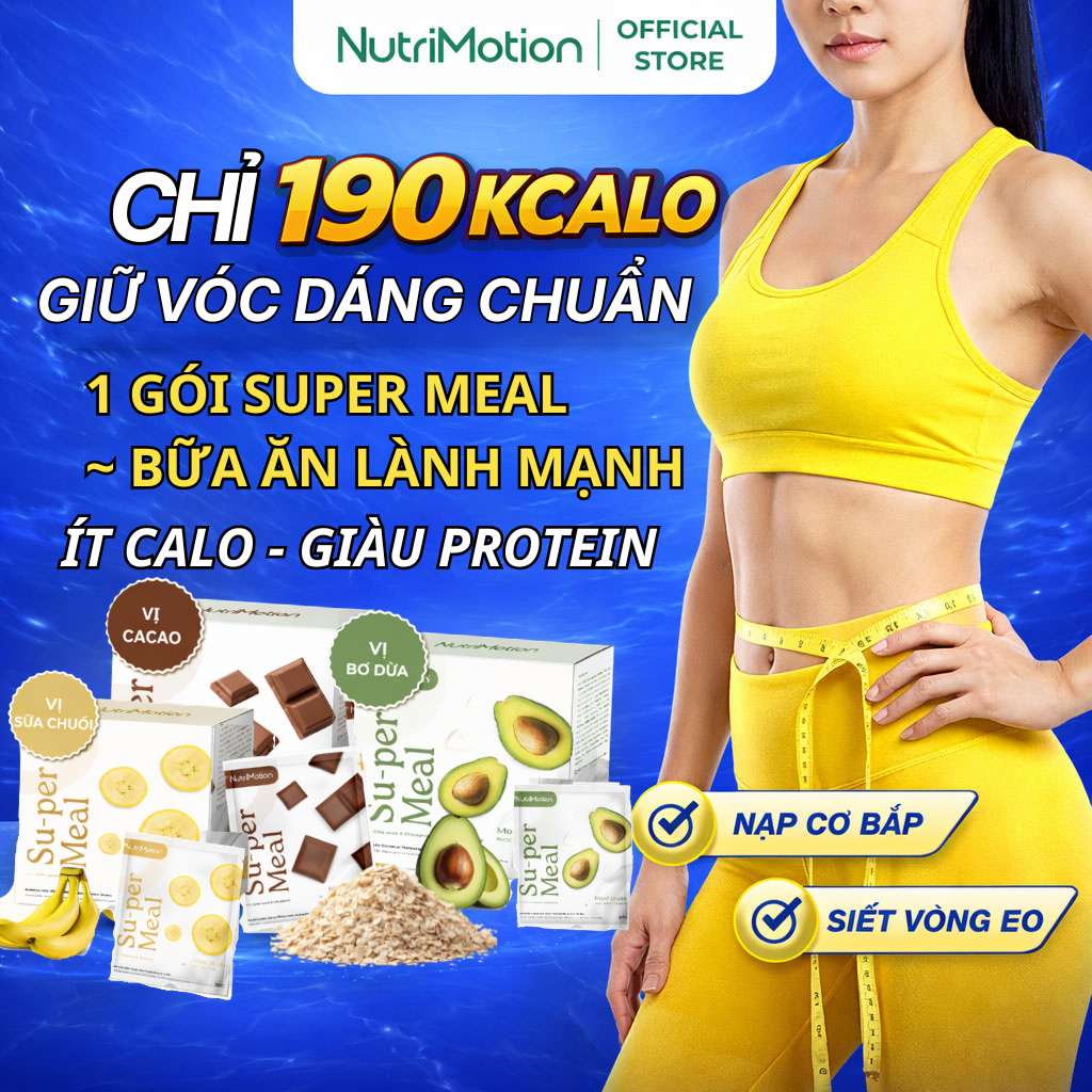 [Bữa ăn cho Gymmer, Người tập luyện] Bột sữa lắc Super Meal - Dinh dưỡng trọn vẹn, No lâu, Ít Calo