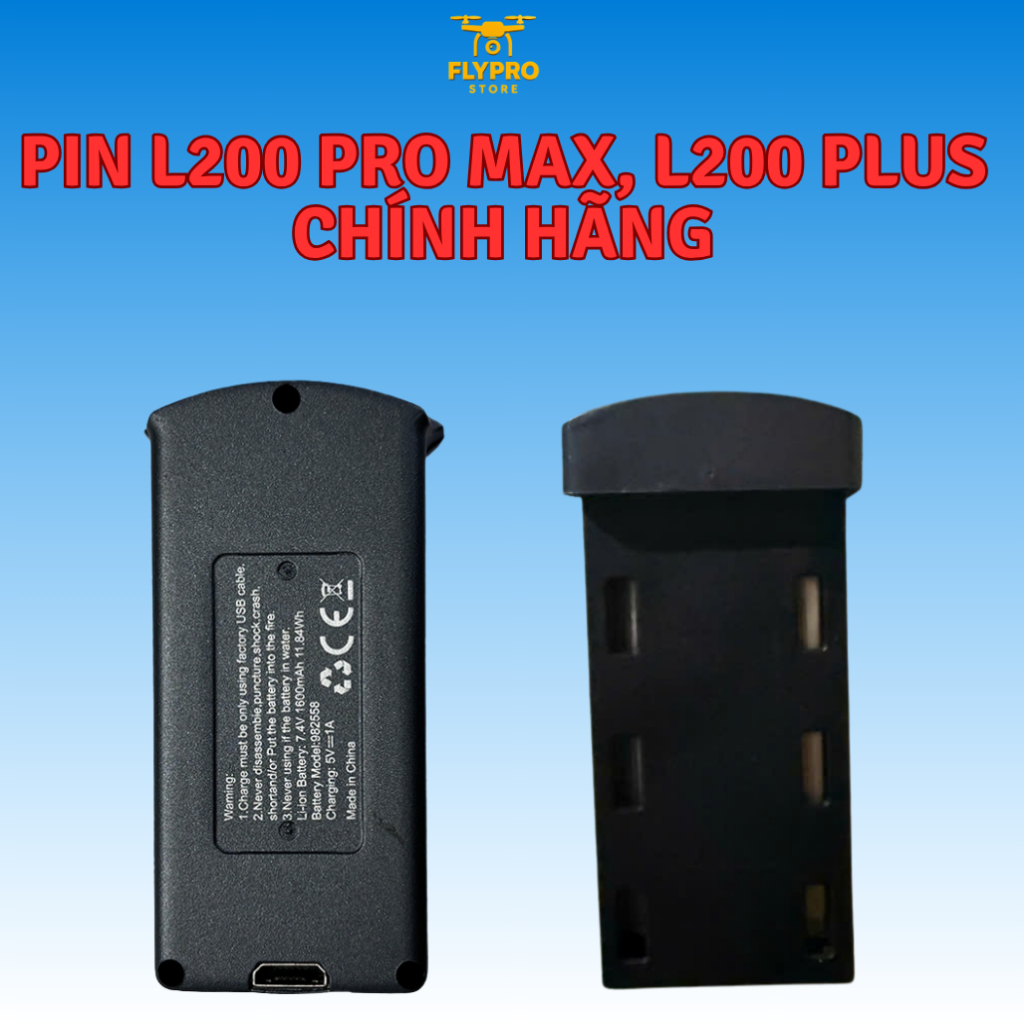 Pin Flycam L200 Pro Max, L200 Plus Chính Hãng, Dung Lượng Chuẩn, Bảo Hành 12 Tháng, Lỗi 1 Đổi 1