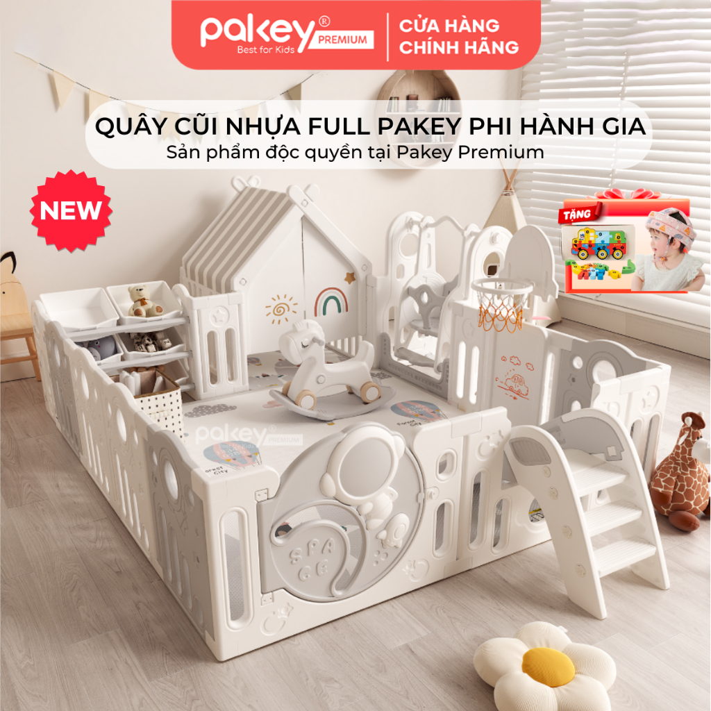 [NEW] Quây Cũi Nhựa Cho Bé PAKEY Tích Hợp Nhiều Trò Chơi, Bộ Quây Cũi Chiều Cao Vượt Trội 65cm - Bảo
