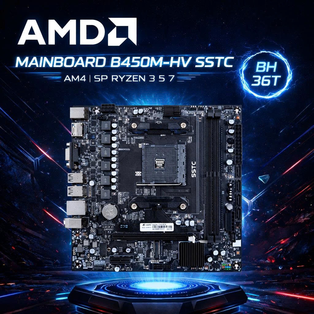 MAIN AMD B450M-HV SSTC AM4 - SP RYZEN 3 5 7 - Main B450 DDR4 M atx NEW chính hãng BH 36 Tháng - FV