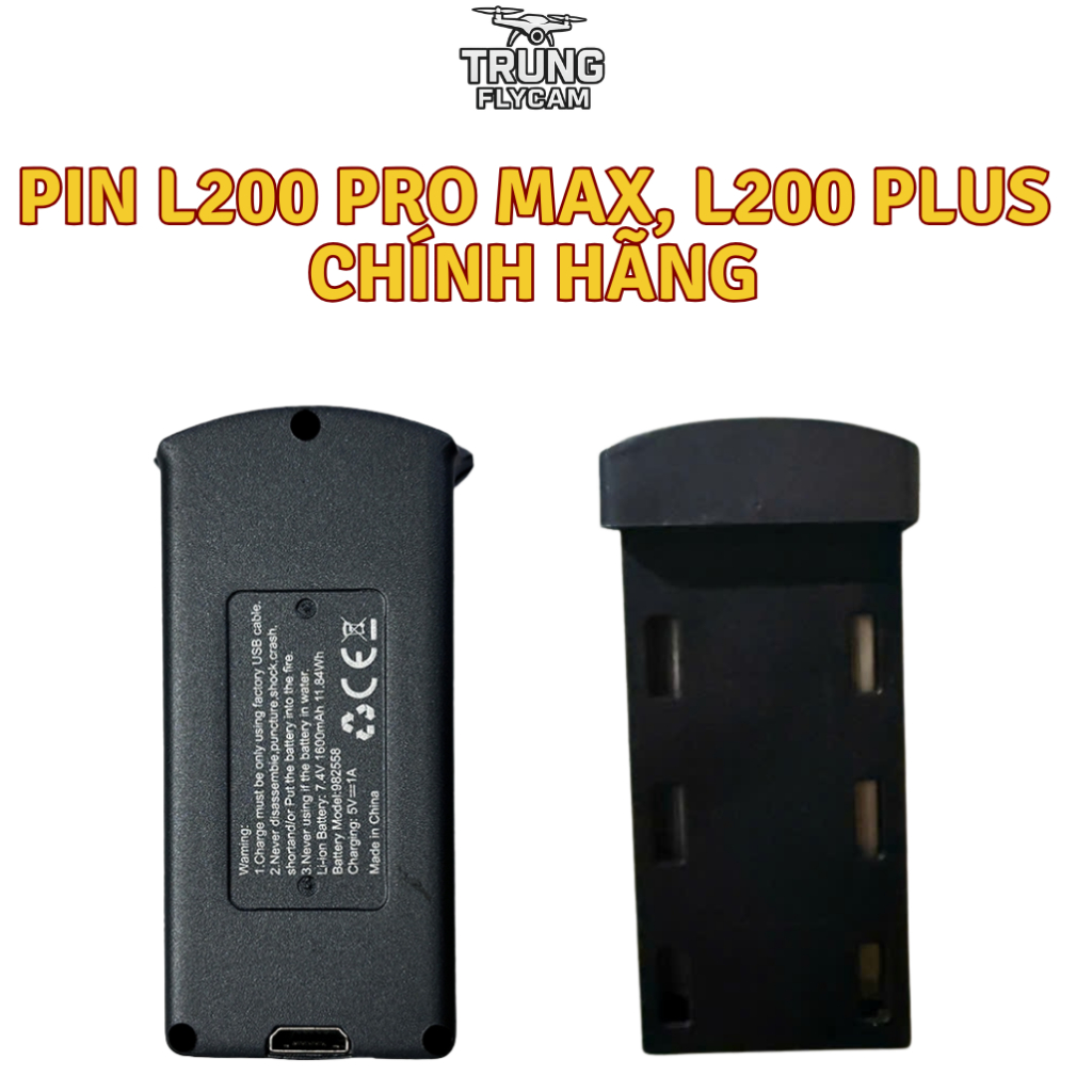 Pin Flycam L200 Pro Max, L200 Plus Chính Hãng, Dung Lượng Chuẩn, Bảo Hành 12 Tháng, Lỗi 1 Đổi 1