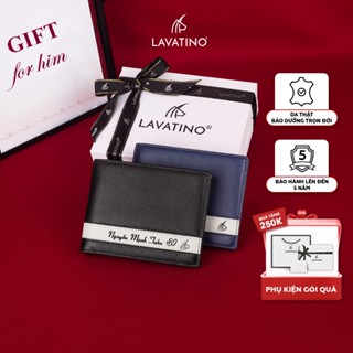 [MIỄN PHÍ KHẮC TÊN] Ví Nam Khắc Tên Theo Yêu Cầu Da Saffiano Da Bò Thật Cao Cấp Chính hãng LAVATINO - WB58