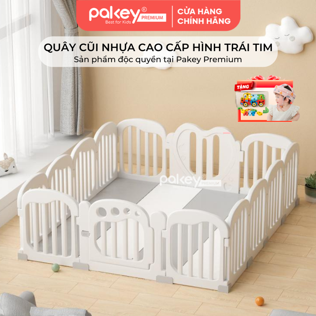 Quây Cũi Nhựa Cho Bé PAKEY Hình Trái Tim, Quây Cũi Cao Cấp Phong Cách Hàn Quốc Hiện Đại - Bảo Hành T