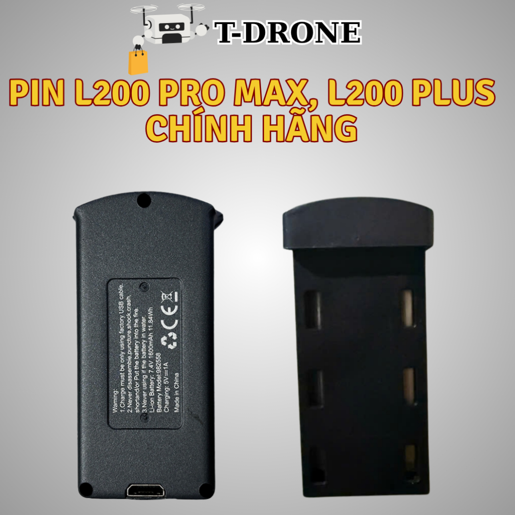 Pin Flycam L200 Pro Max, L200 Plus Chính Hãng, Dung Lượng Chuẩn, Bảo Hành 12 Tháng, Lỗi 1 Đổi 1