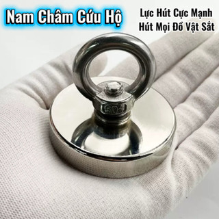 Nam Châm Cứu Hộ Neodymium Siêu Hút - Nam Châm Trắng Có Móc Treo Tiện Lợi, Hút Đồ Vật Sắt Rơi Xuống Nước