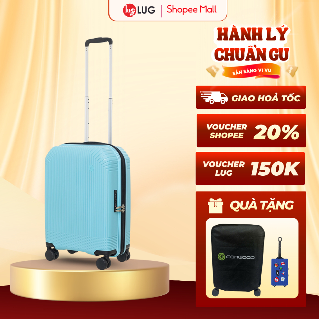 Vali LUG Conwood PPT013 SIZE 20, Chất Liệu Nhựa PP Chống Bể Vỡ, Ngăn mở rộng tăng 25% sức chứa