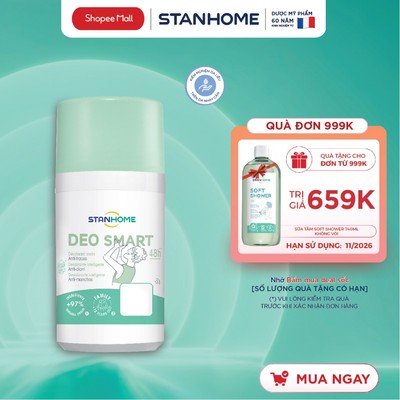 Lăn Khử Mùi Dịu Nhẹ Cho Trẻ Em Và Người Lớn – Không Cồn, Không Muối Nhôm, Không Gây Vàng Áo Stanhome Deo Smart