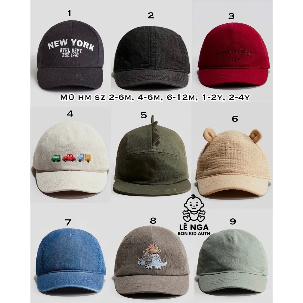[BONKID] Mũ HM UK/US/KOREA 2-6m đến 2-4y