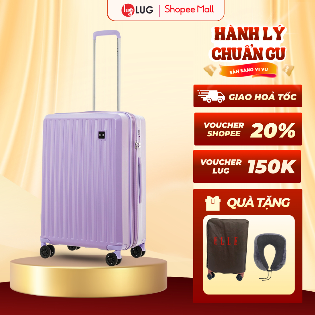 Vali Du Lịch LUG ELLE EL31267 Size 20/24/28 Nhựa ABS+PC, Khóa TSA An Ninh Quốc Tế, Ngăn Mở Rộng 25%