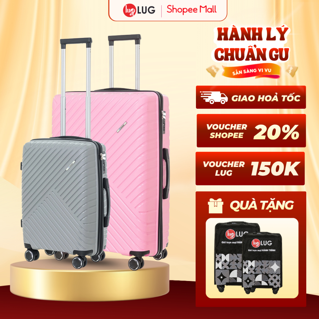 Combo 2 Vali Kéo LUG Holdall MP807 Size 20/24/28 Nhựa PP chống bể vỡ, Khoá Số Âm Bảo Mật An Toàn