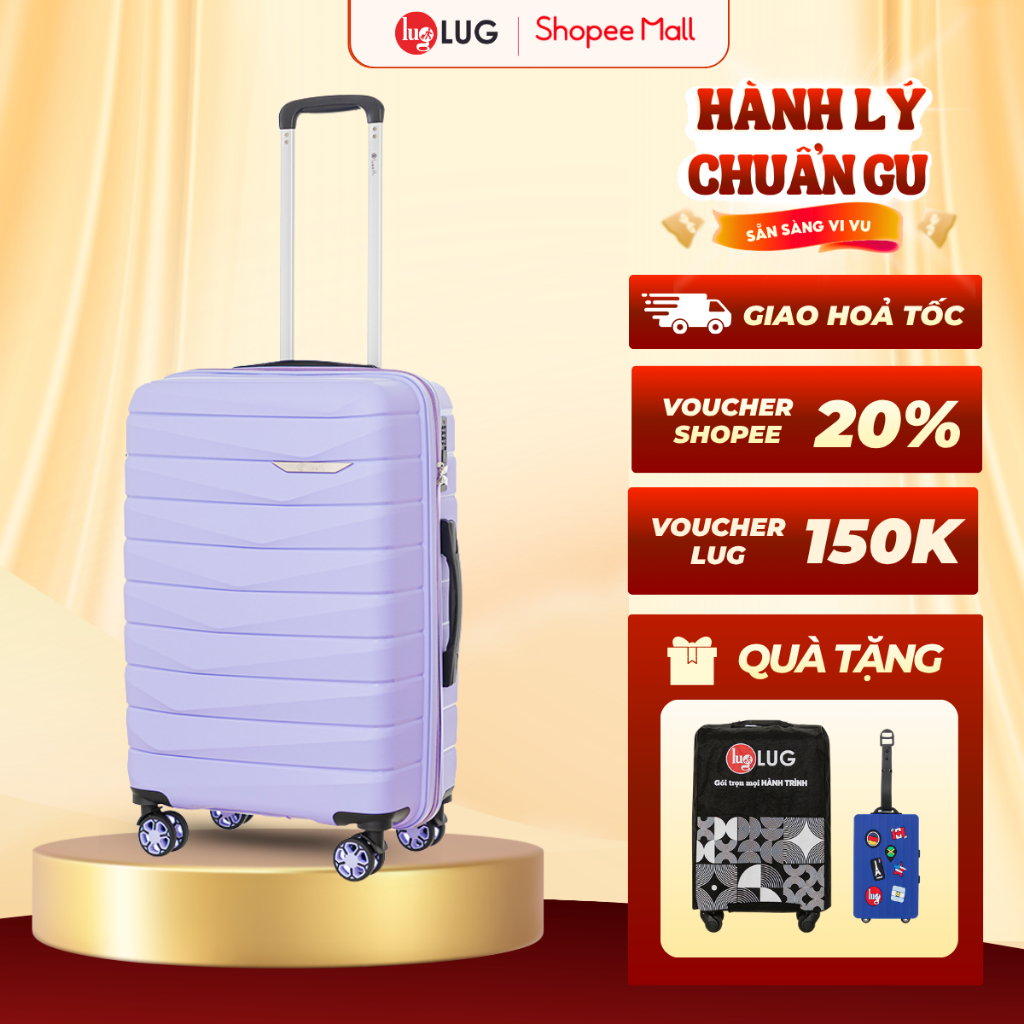 Vali Kéo LUG Lusetti MP027 Size 20, Size 24 Nhựa PP Chống Bể Vỡ - Khóa Số Âm Bảo Mật An Toàn