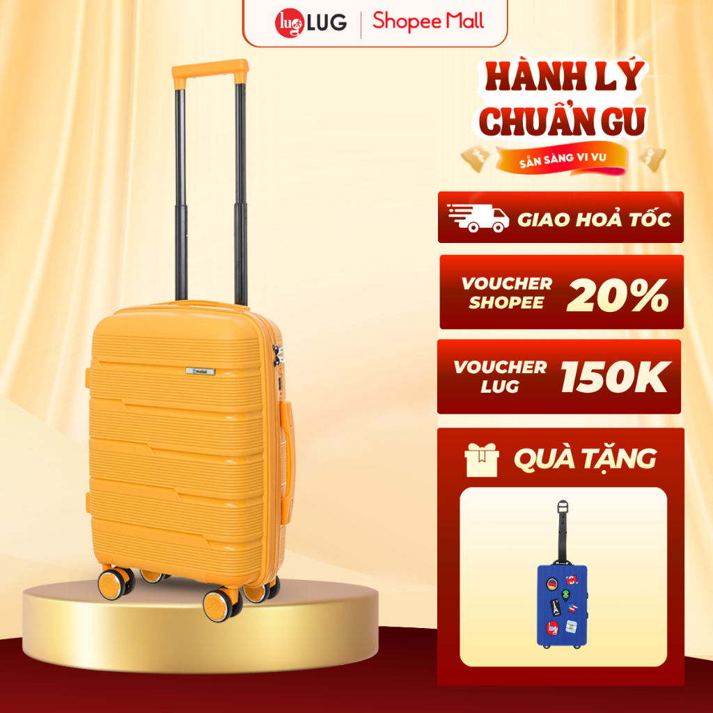 [LUG x KOL] Vali Kéo LUG Holdall MP809 - Size 20 - Nhựa PP chống bể vỡ, Khoá Số Bảo Mật An Toàn