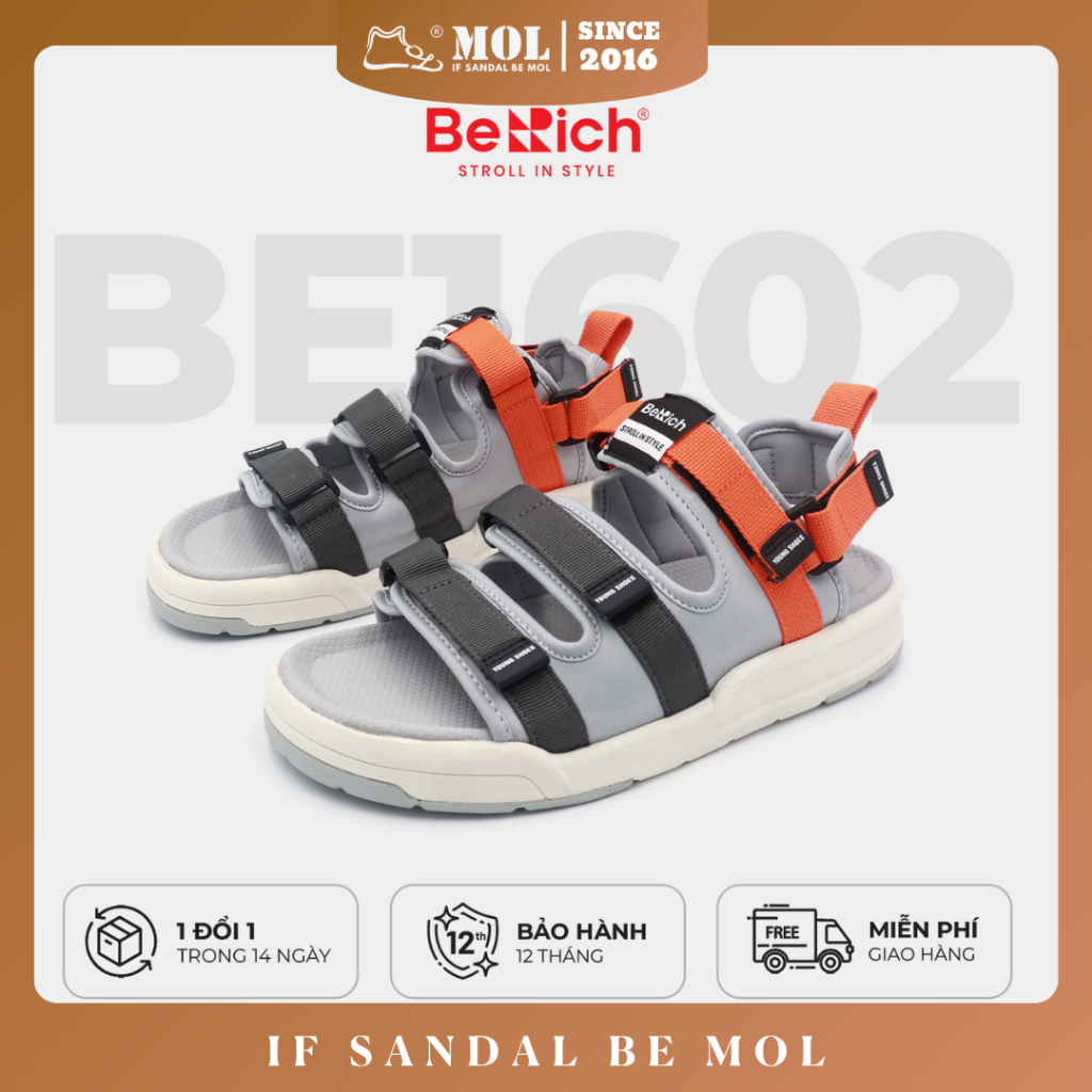 Giày Sandal Đi Học, Đi Chơi Chính Hãng Berich BE1602 BE1603 - 3 Quai Ngang, Quai Hậu Linh Hoạt