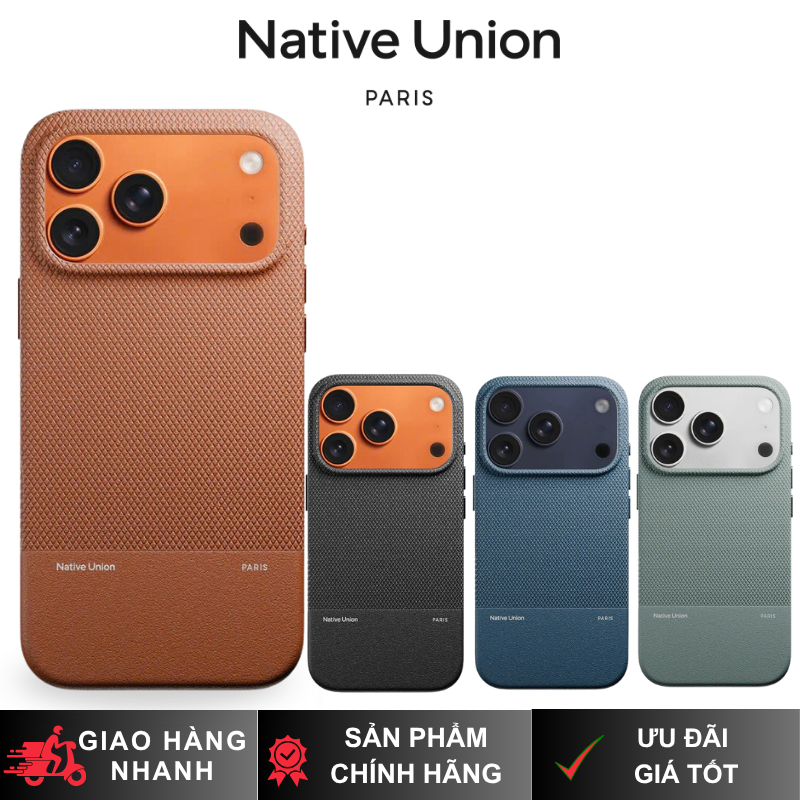 Ốp Native Union (Re)Classic Da Chống Bám Bẩn Tích Hợp Sạc Từ Tính Chính Hãng cho iP 17 Pro/ 17 Pro M